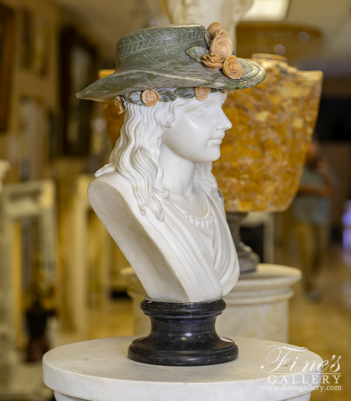 Search Result For Marble Statues  - Rose Beuret Hat Portrait Marble Bust - MBT-399